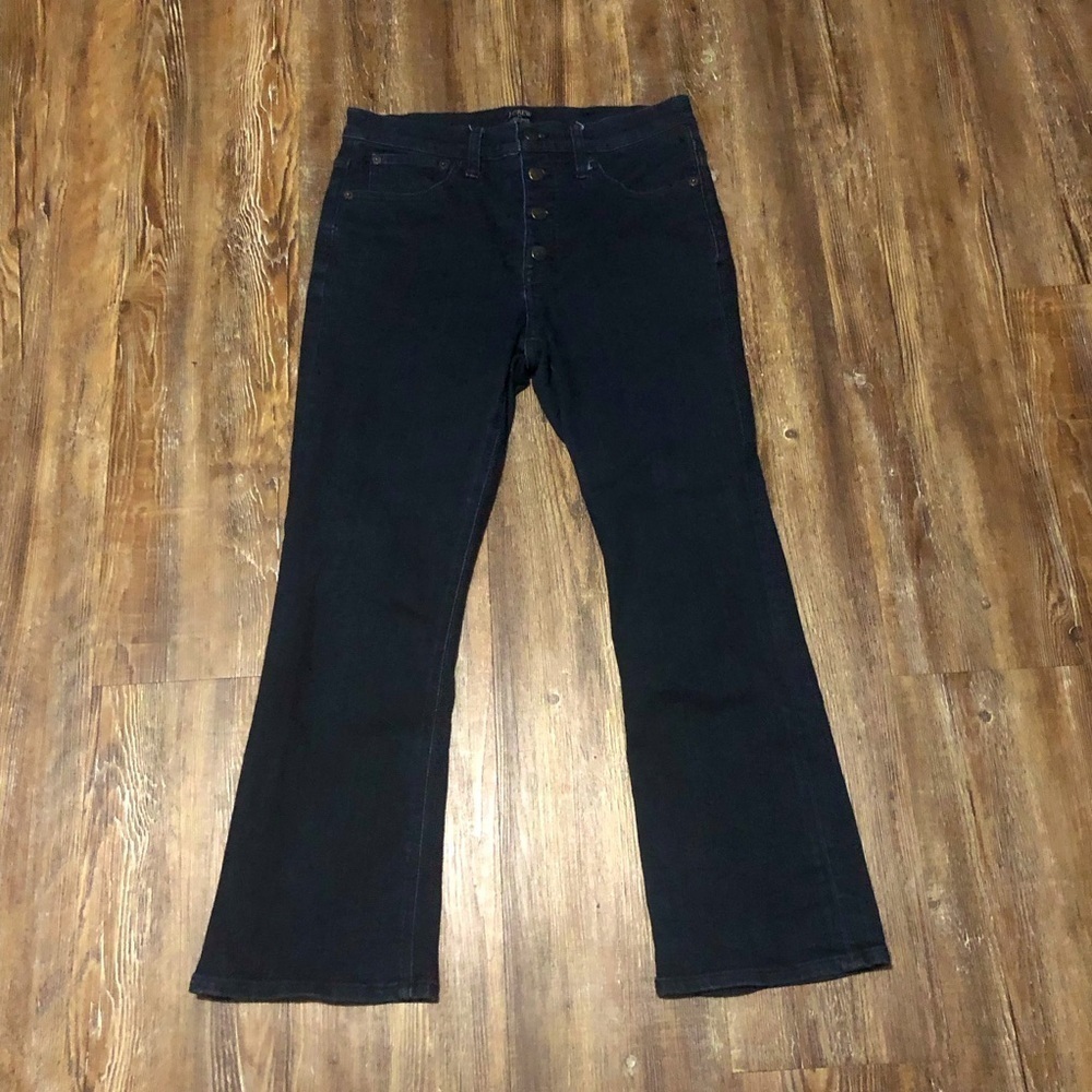 J.Crew Jeans Women's 27 High Rise Crop Flare Button Flare in Signature Stretch